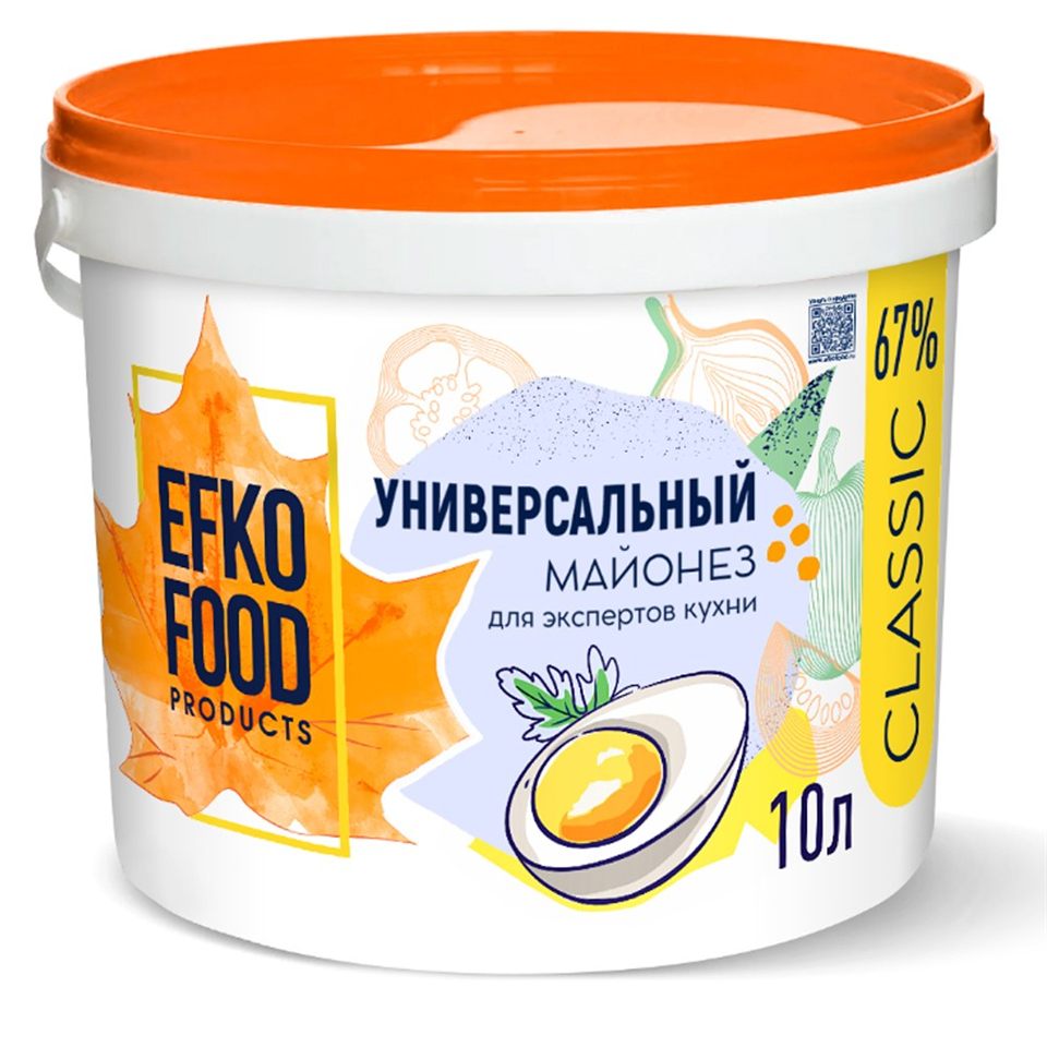 Майонез"EFKO FOOD" 67% professional. универсальн. ведро 10 л — купить с доставкой в Петропавловске